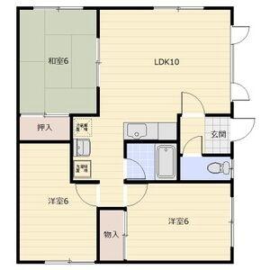 南ハイツ 2階｜北海道岩見沢市日の出南３丁目(賃貸アパート3LDK・2階・61.56㎡)の写真 その2