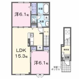 ビバ　ラポール 2階2LDKの間取り