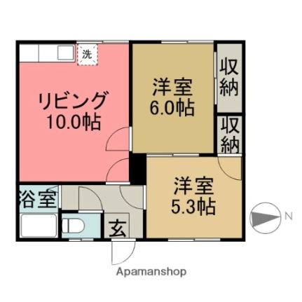 中央マンション ｜北海道滝川市明神町３丁目(賃貸アパート2DK・2階・46.20㎡)の写真 その2