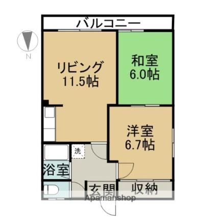 ゆうなみハイツ ｜北海道滝川市一の坂町東３丁目(賃貸アパート2DK・1階・51.40㎡)の写真 その2