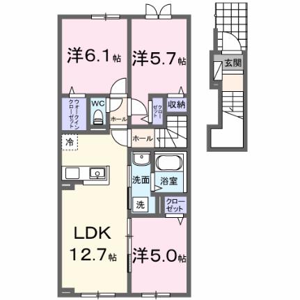 モンターニャII 204｜北海道滝川市扇町１丁目(賃貸アパート3LDK・2階・67.50㎡)の写真 その2