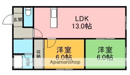 北海道札幌市北区北二十二条西５丁目(賃貸マンション2LDK・3階・52.00㎡)の写真 その2