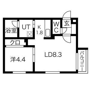 フロントロー栄町 401｜北海道札幌市東区北三十八条東１６丁目(賃貸マンション1LDK・4階・34.91㎡)の写真 その2