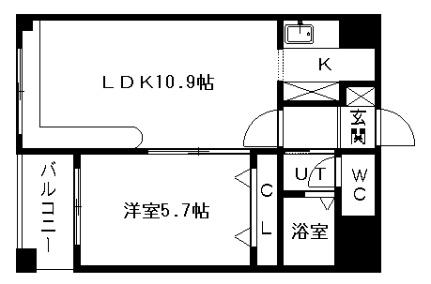 ＮＯＲＴＨＥＲＮ　ＨＩＬＬＳ　南6条 306｜北海道札幌市中央区南六条西１３丁目(賃貸マンション1LDK・3階・36.05㎡)の写真 その2