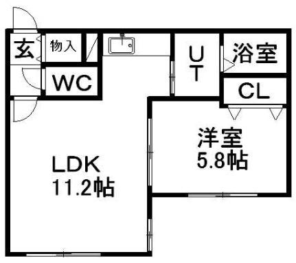 北海道札幌市中央区北三条西２６丁目(賃貸アパート1LDK・2階・38.09㎡)の写真 その2
