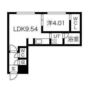 インダスカル 303｜北海道札幌市中央区南八条西５丁目(賃貸マンション1LDK・3階・34.04㎡)の写真 その2