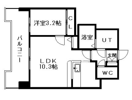 ＵＵＲコート札幌北三条 1005｜北海道札幌市中央区北三条東３丁目(賃貸マンション1LDK・10階・33.35㎡)の写真 その2