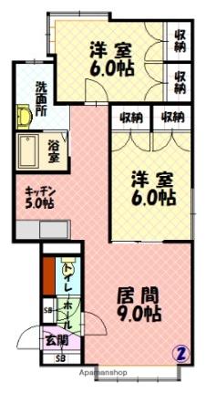 チェリー2・5Ａ 202｜北海道旭川市豊岡二条５丁目(賃貸アパート2LDK・2階・58.12㎡)の写真 その2