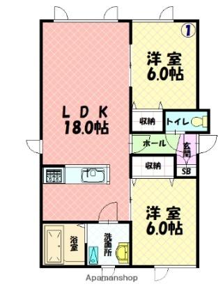 マイステージ ｜北海道旭川市東光四条１丁目(賃貸アパート2LDK・1階・62.76㎡)の写真 その2