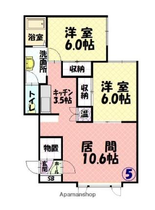 ベラーノ　Ｂ棟 105｜北海道旭川市北門町１９丁目(賃貸アパート2LDK・1階・61.94㎡)の写真 その2