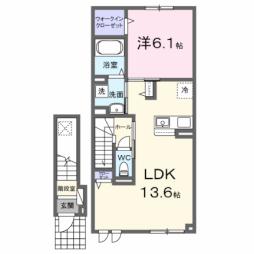 ヒカリ　テラス　Ｂ 2階1LDKの間取り