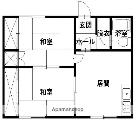 喜多ハイツ ｜北海道帯広市東二条南２１丁目(賃貸アパート2DK・2階・43.74㎡)の写真 その2