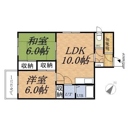 ニュースマイルビル 201｜北海道札幌市白石区栄通９丁目(賃貸マンション2LDK・1階・48.30㎡)の写真 その2