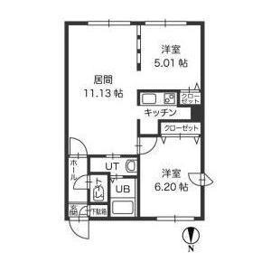 ル・ノール平岸通 210｜北海道札幌市豊平区平岸二条８丁目(賃貸マンション2LDK・2階・50.15㎡)の写真 その2