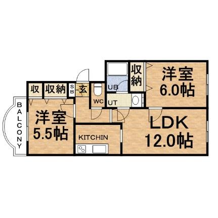 ステージ本郷 202｜北海道札幌市白石区本郷通４丁目北(賃貸アパート2LDK・2階・52.56㎡)の写真 その2