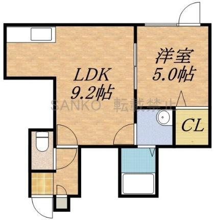 Ｌａｔｔｅ 106｜北海道札幌市東区北二十二条東１５丁目(賃貸アパート1LDK・1階・33.45㎡)の写真 その2