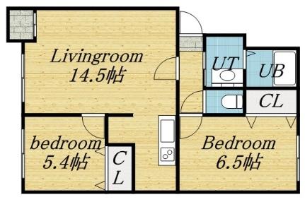 サンドエル B302｜北海道札幌市東区北二十六条東４丁目(賃貸マンション2LDK・3階・54.42㎡)の写真 その2