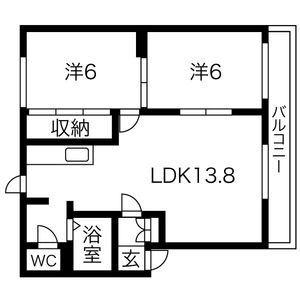 シュトラーセ山の手 102｜北海道札幌市西区山の手一条１丁目(賃貸アパート2LDK・1階・55.00㎡)の写真 その2