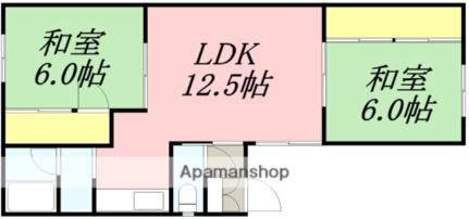 コーポアカシヤ 201｜北海道小樽市入船４丁目(賃貸アパート2LDK・3階・53.63㎡)の写真 その2