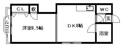 ノースランド菊水 601｜北海道札幌市白石区菊水二条１丁目(賃貸マンション1LDK・6階・26.73㎡)の写真 その2