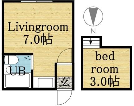 アメニティハウス 201｜北海道札幌市北区あいの里四条５丁目(賃貸アパート1R・2階・18.97㎡)の写真 その2