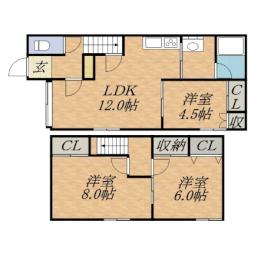 マンションカトレア 1階3LDKの間取り