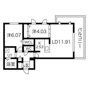 アルファスクエア北20西4 303｜北海道札幌市北区北二十条西４丁目(賃貸マンション2LDK・3階・55.74㎡)の写真 その2