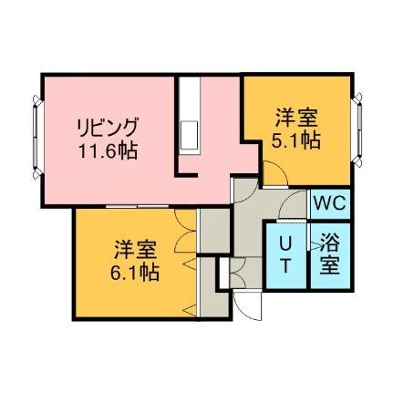 ハイツリヨ発寒 202｜北海道札幌市西区発寒一条３丁目(賃貸アパート2LDK・2階・49.95㎡)の写真 その2