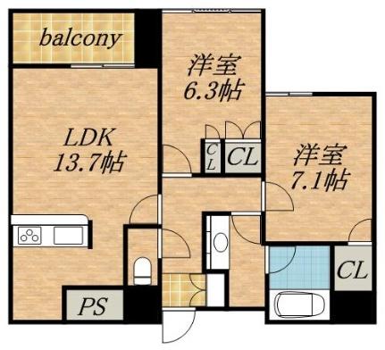 グランカーサ裏参道 00701｜北海道札幌市中央区南一条西２１丁目(賃貸マンション2LDK・7階・60.79㎡)の写真 その2