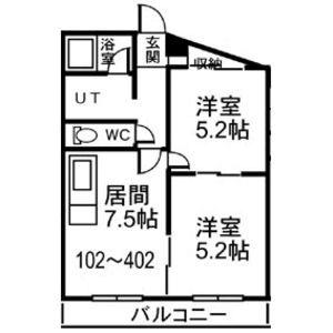 メゾンステラＩＩＩ 202｜北海道札幌市手稲区西宮の沢四条４丁目(賃貸マンション2DK・2階・41.25㎡)の写真 その2