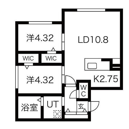 ル・ヌアージュ宮の沢 301｜北海道札幌市西区発寒五条７丁目(賃貸マンション2LDK・3階・50.44㎡)の写真 その2