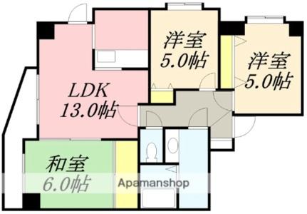 ロクゴーリーブル五稜郭 301｜北海道函館市五稜郭町(賃貸マンション3LDK・3階・66.25㎡)の写真 その2