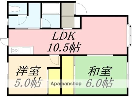 高丘第8桧荘 21｜北海道函館市高丘町(賃貸アパート2LDK・2階・48.76㎡)の写真 その2