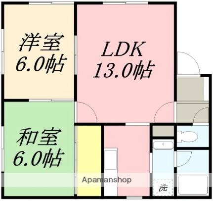 ソフィール湯川 201｜北海道函館市湯川町２丁目(賃貸アパート2LDK・2階・51.00㎡)の写真 その2