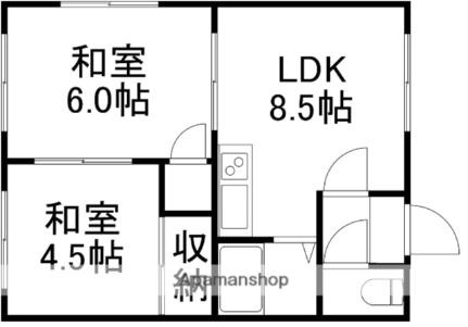 寺田ハイツ 208｜北海道札幌市豊平区月寒東四条８丁目(賃貸アパート2LDK・2階・36.45㎡)の写真 その2