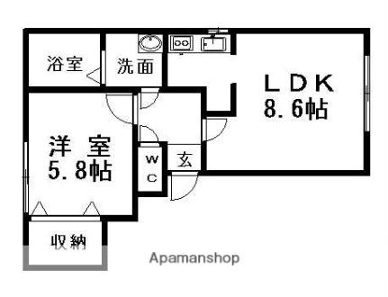 リバティ東苑 201｜北海道札幌市清田区北野三条５丁目(賃貸アパート1LDK・2階・38.97㎡)の写真 その2