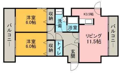 サンコート南8条 202｜北海道札幌市中央区南八条西１２丁目(賃貸マンション2LDK・2階・51.15㎡)の写真 その2