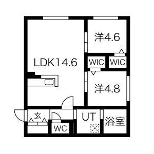 リベルタ澄川 101｜北海道札幌市南区澄川二条４丁目(賃貸マンション2LDK・1階・55.20㎡)の写真 その2