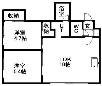 エスポワール円山 301｜北海道札幌市中央区北二条西２４丁目(賃貸マンション2LDK・3階・46.53㎡)の写真 その2