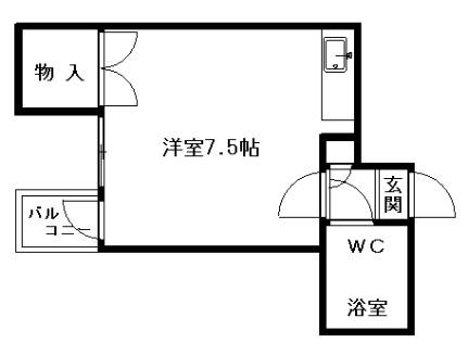 第5松井ビル 205｜北海道札幌市中央区北一条西２２丁目(賃貸マンション1R・2階・18.66㎡)の写真 その2