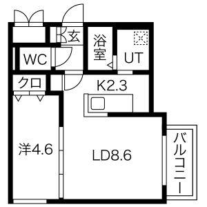 ラフィナート北円山 403｜北海道札幌市中央区北四条西２２丁目(賃貸マンション1LDK・4階・34.02㎡)の写真 その2