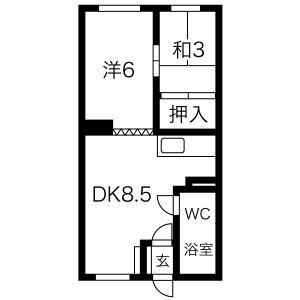 内藤パレス 203｜北海道札幌市中央区南三条西２４丁目(賃貸マンション2DK・2階・32.58㎡)の写真 その2