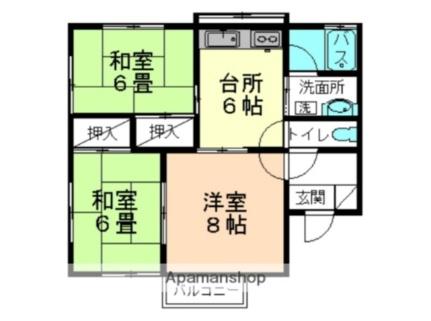 コーポニューヒルズ 2-10 ｜ 青森県八戸市大字新井田字塩入（賃貸アパート3DK・2階・56.20㎡） その2