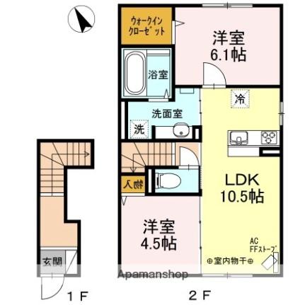 ポアナIII 203｜青森県青森市桂木１丁目(賃貸アパート2LDK・2階・54.25㎡)の写真 その2