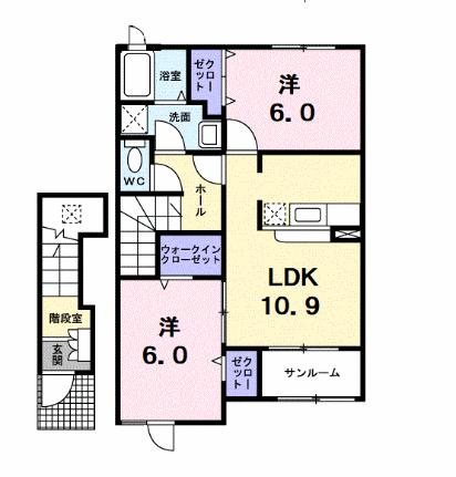 ＰＡＳＴＲＡＬ花南II 202｜岩手県花巻市桜町４丁目(賃貸アパート2LDK・2階・61.71㎡)の写真 その2