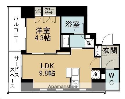 プラウド一番町一丁目 408 ｜ 宮城県仙台市青葉区一番町１丁目（賃貸マンション1LDK・4階・35.69㎡） その2