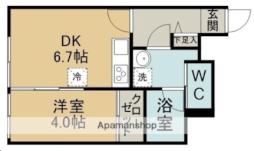 リヴェール川前丁 1階1DKの間取り