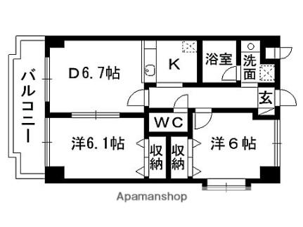 ツインプラザ幸 ｜宮城県仙台市泉区泉中央２丁目(賃貸マンション2DK・6階・46.75㎡)の写真 その2