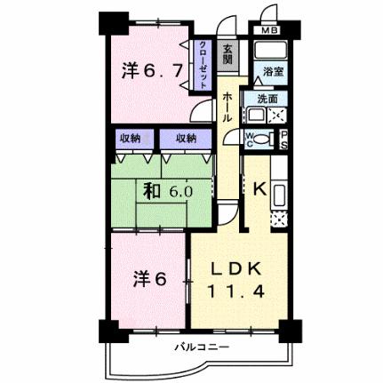 アトリウム　コーツ 102 ｜ 宮城県仙台市太白区柳生７丁目（賃貸マンション3LDK・1階・67.66㎡） その2