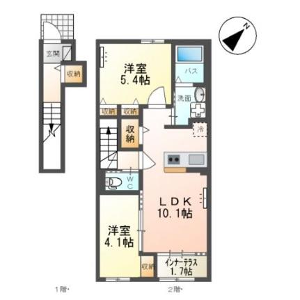 カリーナ 203｜山形県山形市大字松原字下川原(賃貸アパート2LDK・2階・54.83㎡)の写真 その2